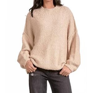 NEW ELAN crewneck boucle sweater in off white